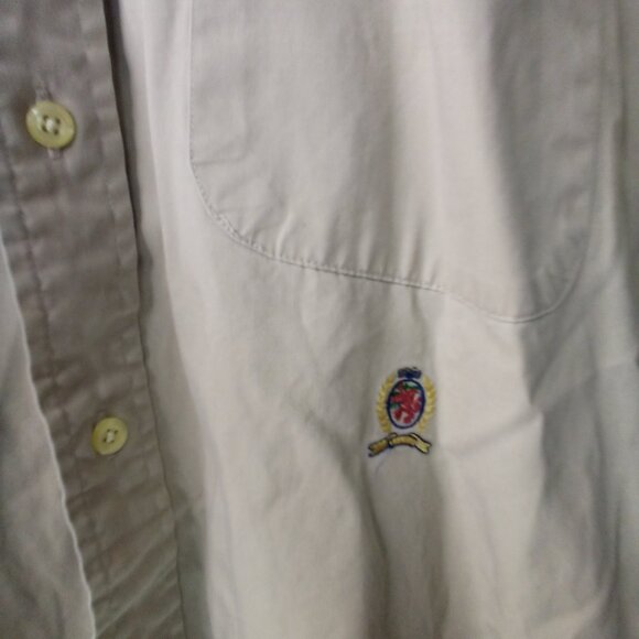 Tommy Hilfiger Shirt Men XL Button Down Short Sleeve Pocket Tan - Picture 7 of 12